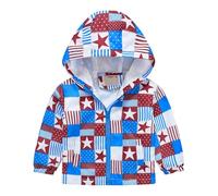 e ragazze primavera e inverno casual vento stampa leggera giacca con cappuccio 4 5 anno, Celeste., 18-24 Monate