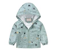 e ragazze primavera e inverno casual vento stampa leggera giacca con cappuccio 4 5 anno, Verde menta, 18-24 Monate