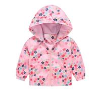 e ragazze primavera e inverno casual vento stampa leggera giacca con cappuccio giacca bambini zaino, Rosso anguria., 3-4 Jahre