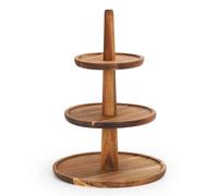 E-ROOM TREND - Alzata per cupcake in legno a 3 livelli, supporto per dolci, torre porta torte, vassoio da portata a 3 livelli con manico in legno di acacia per festa di compleanno, matrimonio, baby