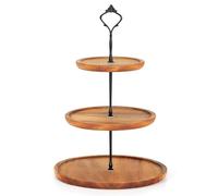 E-ROOM TREND Alzata per Torte per in Legno Cupcake Torta a 3 Livelli Supporto per tè Pomeridiano con Manico in Metallo per Compleanno Matrimonio Anniversario Esposizione Frutta (MDP1BN)