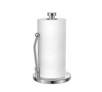E-ROOM TREND Porta asciugamani di carta con braccio a molla, in acciaio inox, resistente, per piano di lavoro della cucina, barthroom, ventose con fondo antiscivolo, argento spazzolato (ZJ273S)