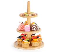 E-ROOM TREND Tagliere per salumi, vassoio a più livelli, supporto per cupcake a 3 ripiani, vassoio da portata per matrimoni, tè, feste di compleanno, bambù, 25,4 cm (CSB9,5-3)