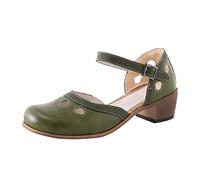 e scarpe da donna primavera e 2023 tipo europeo e americano di commercio estero grande fibbia di colore abbinamento casuale sandali scarpe scarpe lacci delle donne, verde, 38 EU Larga