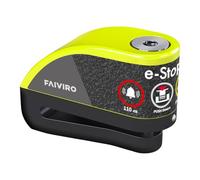 E-STOP -F A I V I R O- Blocca disco elettronico con allarme 110db Giallo/Nero chiusura a scatto Asta di chiusura in acciaio nichelato, Ø 6 mm