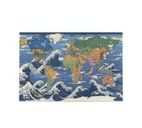 -e Style Mappa del mondo con grande onda puzzle puzzle per adulti impossibile difficile difficile impegnativo puzzle 500 pezzi