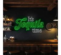 È Tequila Time LED Neon Sign, It's Tequila Time Glow Light Wall Line, Cocktail Happy Hour Neon Light Hanging Opere d'arte
