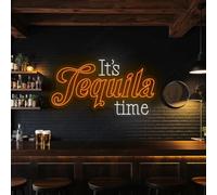 È Tequila Time LED Neon Sign, It's Tequila Time Glow Light Wall Line, Cocktail Happy Hour Neon Light Hanging Opere d'arte