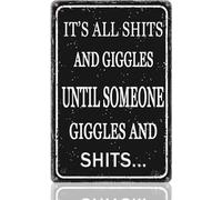 È tutto merda e risate finché qualcuno non ride e si caga Divertente cartello in metallo per caverna dell'uomo, insegne da bar per la casa, pareti, garage, regali per uomini, accessori per caverna de