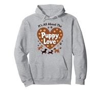 È Tutto sull'amore dei Cuccioli - Adorabile Amante dei Cani Felpa con Cappuccio, Unisex per Adulti, Grigio Melange, S