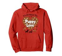 È Tutto sull'amore dei Cuccioli - Adorabile Amante dei Cani Felpa con Cappuccio, Unisex per Adulti, Rosso, L
