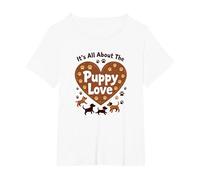 È Tutto sull'amore dei Cuccioli - Adorabile Amante dei Cani Maglietta, Donna Plus-Size, Bianco, 3X