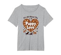 È Tutto sull'amore dei Cuccioli - Adorabile Amante dei Cani Maglietta, Donna Plus-Size, Grigio Melange, 3X