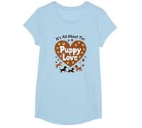 È Tutto sull'amore dei Cuccioli - Adorabile Amante dei Cani Maglietta, Ragazze, Celeste, XS