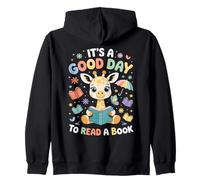 È un buon giorno per leggere un libro Cute Giraffe Felpa con Cappuccio