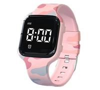 e-vibra Orologio con sveglia a vibrazione, per imparare a usare il vasino, resistente all'acqua, con timer (rosa mimetico)