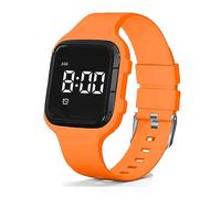 e-vibra Orologio con sveglia vibrante, impermeabile, ricaricabile, con timer e 15 sveglie giornaliere (arancione)