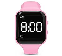 e-vibra Orologio con sveglia vibrante impermeabile, silenzioso, con timer e 15 sveglie giornaliere (quadrato rosa, impermeabile), Quadrato Rosa