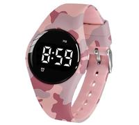 e-vibra Orologio con sveglia vibrante impermeabile, silenzioso, con timer e 15 sveglie giornaliere (rosa mimetico, impermeabile), Rosa mimetico resistente all'acqua