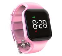 e-vibra Orologio impermeabile con sveglia vibrante, ricaricabile, 15 allarmi, promemoria per vasino, orologio con schermo di blocco (quadrato rosa)