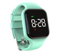 e-vibra Orologio impermeabile con sveglia vibrante ricaricabile, 15 allarmi, promemoria per vasino, orologio con schermo di blocco (quadrato verde menta)