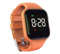 e-vibra Orologio impermeabile con sveglia vibrante, ricaricabile, 15 allarmi, promemoria per vasino, orologio con schermo di blocco (quadrato arancione)