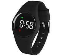 e-vibra Orologio impermeabile con sveglia vibrante, ricaricabile, con 15 allarmi, promemoria per imparare a usare il vasino, con schermo di blocco (nero rotondo)
