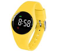 e-vibra Orologio impermeabile con sveglia vibrante, ricaricabile, con 15 allarmi, promemoria per imparare a usare il vasino, con schermo di blocco (giallo rotondo)