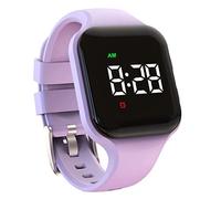 e-vibra Orologio impermeabile con vibrazione e sveglia, ricaricabile, con 15 allarmi, promemoria per imparare a usare il vasino, con schermo di blocco (quadrato viola)