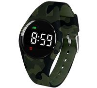 e-vibra Orologio sveglia vibrante impermeabile ricaricabile 15 sveglia promemoria orologio vasino allenamento con schermo di blocco, Verde camouflage, Moderno