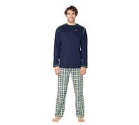 e.VIP® Carl L 962 - Pigiama da uomo in 100% cotone, oltremare/verde, L
