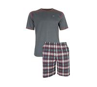 e.VIP® - Pigiama da uomo Carl S 885 in cotone, grigio/rosso a quadretti., XL