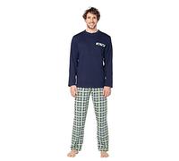 e.VIP - Pigiama da uomo Chris 296A, 100% cotone, oltremare/verde, XL