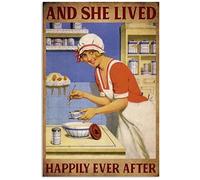 E vissero tutti felici e contenti 8 insegne in metallo per cucina E vissero tutti felici e contenti Poster in latta Targhe decorative da parete per cucina vintage Poster in latta per la casa 12