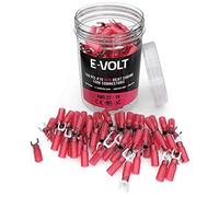 E-VOLT 150 connettori a crimpare a forcella, adesivi 3:1, terminali a crimpare rossi termorestringenti per fili calibro 22, 20, 18, 16, per cavi isolati di grado industriale, per uso marittimo