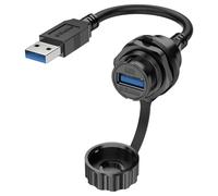 E-WeiChat EU-EUB IP67 Connettore impermeabile industriale Connettore USB 3.0 per trasmissione dati ad alta velocità Presa USB A per prese a pannello Con cavo di prolunga da 1M/40 pollici