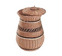 e-wicker24 Alles aus Weide Cesto portabiancheria in vimini naturale, bagagliaio rotonda in vimini, cestino portabiancheria