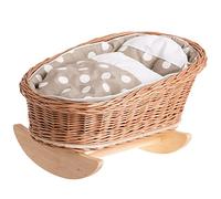 e-wicker24 Alles aus Weide Naturale Culla per Bambole in Vimini Dondolo per Bambola Fatto a Mano Lettino Bambole Lettino Cucciobello Tessuto a Mano Culleta per bambole Berceau en osier
