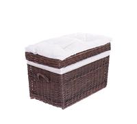 e-wicker24 Baule in Vimini Cassapanca Vintage Fatto a Mano Cesta Vimini con Coperchio Cesta Baule da Interno Cesta Porta Giochi Contenitore Vimini Cassapanca in Vimini (marrone scuro_bianco)