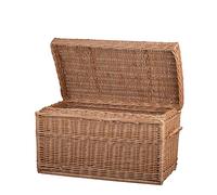 e-wicker24 Baule in Vimini Cassapanca Vintage Fatto a Mano Cesta Vimini con Coperchio Scatola Rettangolare Cesta Baule da Interno Giochi Contenitore Cassapanca Vimini (naturale)