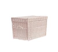 e-wicker24 Baule in Vimini Cassapanca Vintage Fatto a Mano Cesta Vimini con Coperchio Scatola Rettangolare Cesta Baule da Interno Cesta Porta Giochi Contenitore Vimini Cassapanca in Vimini