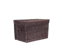 e-wicker24 Baule in Vimini Cassapanca Vintage Fatto a Mano Cesta Vimini con Coperchio Scatola Rettangolare Cesta Baule da Interno Cesta Porta Giochi Contenitore Vimini Cassapanca in Vimini