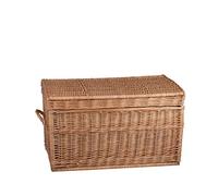 e-wicker24 - Cesta portaoggetti in vimini naturale, con due manici, stile vintage, multifunzione, con coperchio, per la camera dei bambini