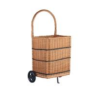 e-wicker24 - Cestino per Legna da ardere su Ruote, in Vimini, per Legna da ardere, Cestino per la Spesa Senza Inserto in Tessuto