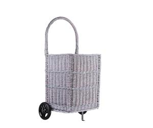 e-wicker24 Tutto in vimini Cestino per legna da ardere su ruote Carrello trasportabile in vimini pieno Cestino per legna da ardere semicircolare Cestino in vimini per legna da ardere Cestino