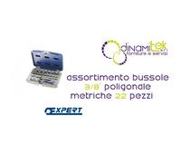 E031805P ASSORTIMENTO BUSSOLE 3/8" POLIGONALE METRICHE PASTORINO EXPERT 22 PEZZI