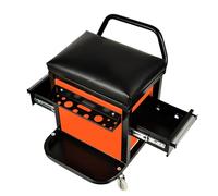 E041 Sedile Creeper imbottito con portaoggetti a bordo, sedia portautensili con rack e cassetti, sedile a rullo meccanico con cassetti portaoggetti e ruote girevoli da 6,3 cm, capacità 300 libbre