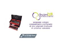 E09065 VALIGIA CASSETTIERA COMPLETA DI 104 UTENSILI MANUALI KRAVM IN CROMO VANAD