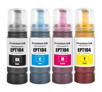 SHUOLEI 104 Inchiostro Compatibile con Epson 104 Flaconi di Inchiostro Multipack per ET-1810 ET-2726 ET-2810 ET-2811 ET-2812 ET-2814 ET-2815 ET-2820 ET-2821 ET-2825 ET-2826 ET-4800 (4-Pack, BK C M Y)