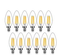 E12 LED Bulb C35 Candle Light 4W Equivalent 40W Warm White 2700K Daylight 6500K Edison Screw Lamp Clear Galss 12Pack 6500k Cool White 110v (6500k Cool White 220v)